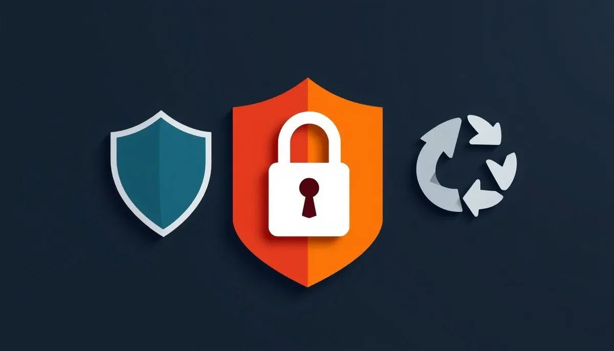 Escudo seguridad con candado y backup - medidas preventivas WordPress